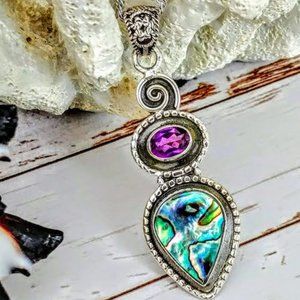 Abalone & Amethyst Sterling Pendent